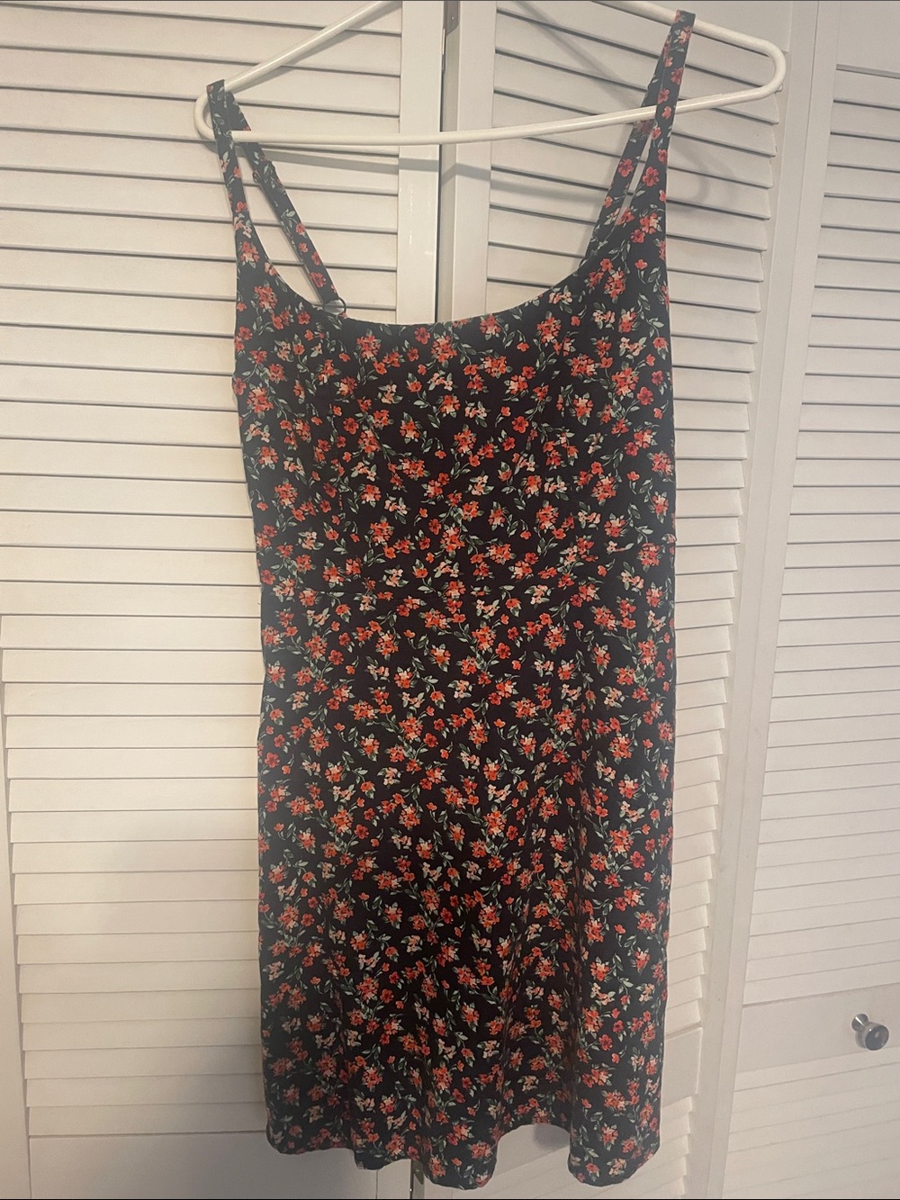 Old Navy Black Mini Dress with Red Floral Print